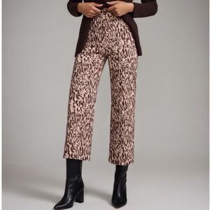 Maeve Anthropologie The Colette Leopard Animal Print Wide Leg Crop Pants‎ 27 P